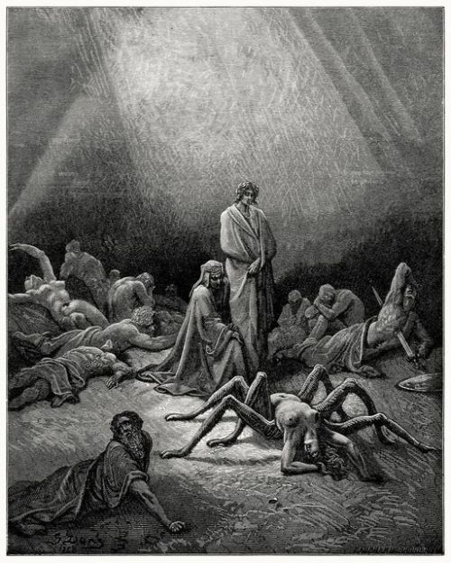 Purgatory Canto 12, The Soul of Arachne - Gustave Dore. Nudes