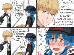 mayonaka-hibiki:  self-indulgent doodle strip of pizza boy aoba