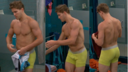 ohbigbrother:  So there was a little live feed leak.  Clay Underwear,