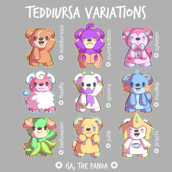 isathepanda:  Teddiursa Variations, now on digital art!   ✪