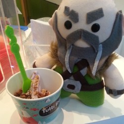 Dwalin’s getting his taro on @tuttifrutti ! Plush by niteowlworkshop!