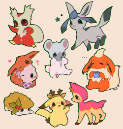 kitsumari: some christmas-themed pokemon doodles! merry christmas