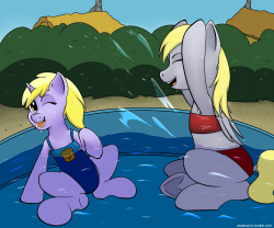 risckespot:  Dinky and Derpy decide to beat the heat with a quick