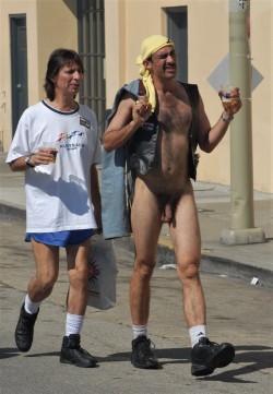 Nude men on the street