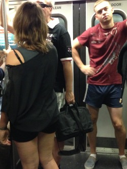 visiblepenisline:  IRISH HOTTIE BULGING on train in Boston 3!