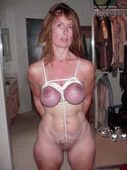 ukbdsm:  MILF with purple tits Amateur Bondage Pictures and Movies :