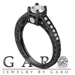 jewelrybygaro:Diamond Engagement Ring 14k Black Gold Vintage