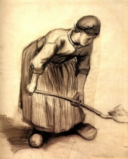 artist-vangogh:  Peasant Woman Digging, 1885, Vincent van GoghMedium: