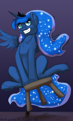 Banished to the Stool by BlindCoyote  x3! Luna, you so silly~!