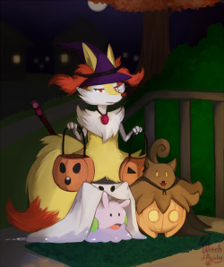 myra-avalon:  Quick doodle sketched up for Halloween Braixen’s