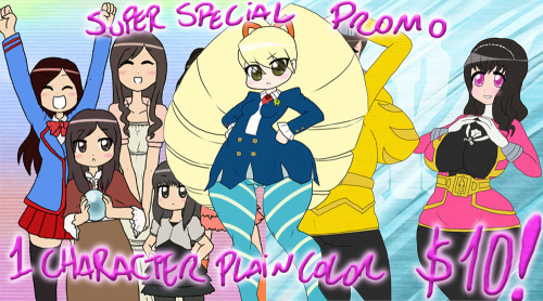 remirerovi:  asknikoh:  1 Character Plain Color Pin Up styleforjustU$s10 (TEN)!!!(as cheap as a lineart pic)RULES:-Only one character per picture. Its Pin up style, so it has to be one character, preferably posing)-ONLY FANART. No OC´s. Character must
