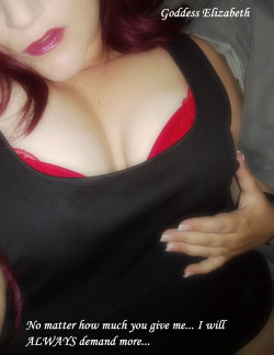 My name is Goddess Elizabeth. I am a lifestyle domme. My kik