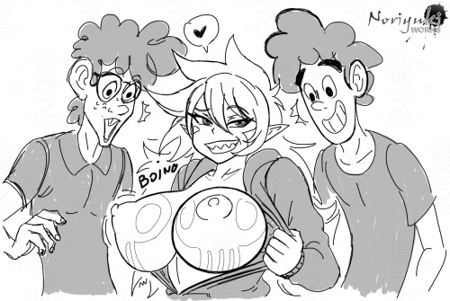 noriyukiworks:    Sketch: Party Nerds!Zeezee (OC) of bewbchan Davey (OC) of aeolusxxx  Wappah (OC) of wappahofficialblog Zee know what they looking for! (゜∀゜)     I have seen greatness.