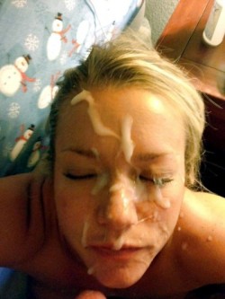 spermafacials:  submissive blond face totally covered by thick