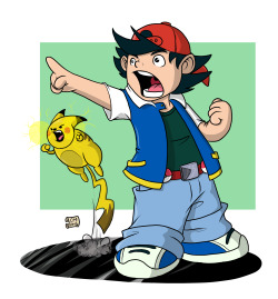 artofchrismcquinlan:  Chibi Ash Ketchum & Pikachugotta love