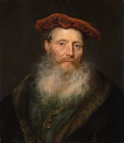 classic-art: Bearded Man with a Velvet Cap Govaert Flinck, 1645