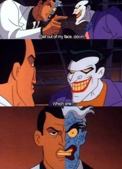 hands0nic:  brokenquill:  The second worst burn that Two Face