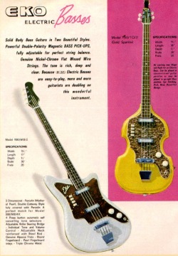 psychedelicway:  Eko Electric Basses, circa 1963 