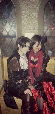jadesinger:  My girlfriend and I as Steampunk Levi and Mikasa
