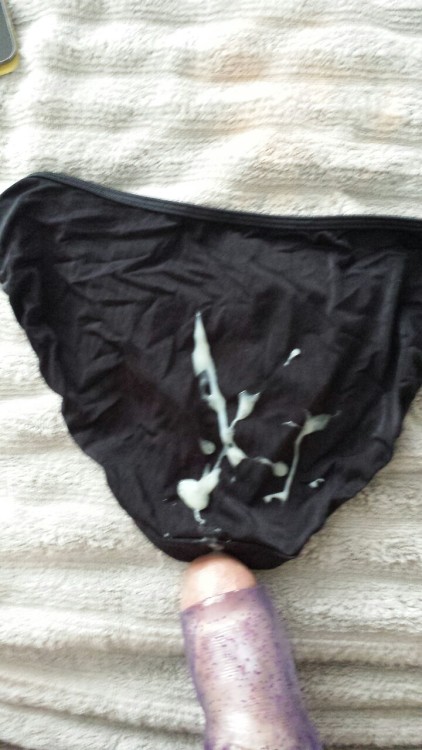 I couldn’t agree with you more!   spinx23:  Call me crazy but black satin panties just look better with a heavy load cum all over them