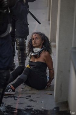 A 60 years old lady beaten by the police, Paris, september 22th…Photo