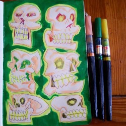 Just added color to some skulls i doodled a while ago. #mattbernson