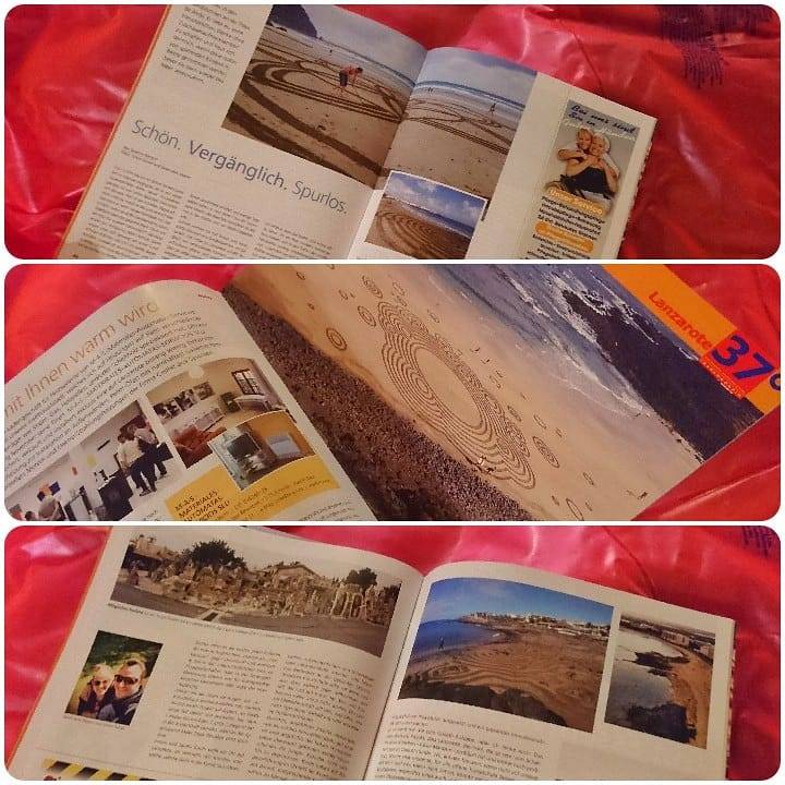 <h2>Simon and his Landart featured in 

Lanzarote37° talking about The Lacuna Studios </h2><p>Our co-founder <a href="http://facebook.com/sct73" target="_blank">Simon</a> has been surprising beach goers around Lanzarote with his Landart since we arrived on the island and has been taking every opportunity whenever we travel to deliver a piece of Landart. This hasn’t gone un-noticed and a couple of weeks ago Simon was approached by a Lanzarote publication <a href="http://lanzarote37.net" target="_blank">Lanzarote37Grad</a> a popular, local based magazine that has been around for a number of years.<br/>Simon was invited to talk about his work and about The Lacuna Studios.<br/>The interview went really well and the article was published this week, with a four page spread in the magazine. Simon also had an image of his Landart used on the magazines annual calendar this year, which means his art will be up on walls all around Lanzarote for six months! The article is below, along with images of the article (apologies for any translation errors!):-</p><p>Simon Turner in the evening at the Playa de Atrás: he loves to create his transitory works without any audience attention and is nevertheless pleased when they are later taken over by playing children, before the art is then recaptured by the sea.</p><p>The first time I encountered Simon Turner’s Land-Art on the Internet was pictures of his artwork on his Facebook page. I was fascinated immediately, how beautiful it looked! Who is the artist, I asked myself, and how does he do that and with what? How does he get such huge mandalas, because when he is right next to the piece he has hardly any overview of the entire work. Could he provide us with a photo for our Lanzarote37° annual calendar so that our readers could enjoy his art as much as I did? I really wanted to get to know this artist and so I sent him a message and asked to meet him.</p><p>Simon responded promptly and a few days later he and his girlfriend <a href="http://sarahjanemason.com" target="_blank">Sarah-Jane Mason</a>, who is also an artist, sat with me in the kitchen and I got chatting quickly with Simon and Sarah, both from the UK. The love of Lanzarote creates a connecting element, and their refreshingly open and unpretentious manner lovingly makes them ignore the fact that my English has suffered a noticeable decline after so many years without sustained listening and speaking practice. Simon was also very happy to be present in our 2019 calendar.</p><p>I find out that the two had met each other many years before they became a couple, had re-joined each other in the depths of social networking, and now, after meeting for a coffee in Leeds, they are inseparable. The thought makes both of them smile while their eyes meet intimately. Somehow one immediately notices that the two - at least in my impression - are similar. Neither Simon nor Sarah would bend for commerce or consumption, both live consistently according to their nature and are definitely willing to sacrifice themselves in order to get closer to their goal.</p><p>Their goal is to set up an open art house in Lanzarote, where artists from all over the world can live and work as long as they want. Simon and Sarah, with consistent systematics because their planned art house, prefer to approach a climate-friendly area, but at the same time Great Britain should not be too far away. They agreed quite quickly on the Canary Islands, but which of the now official eight would be the right one? Simon and Sarah drove all the Canary Islands by car, methodically and purposefully, Simon glued to the driver’s seat and Sarah with a map on her lap.</p><p>Sarah directed Simon through every single village from Gran Canaria to Fuerteventura, and finally to Lanzarote; where immediately after they had travelled the road from the airport straight to the north, and through the Malpais at the foot of Monte Corona, there was the mighty island. Here on Lanzarote the Art House was to arise.</p><p>On the island, working as “Workawayers” exchanging work for accommodation they have been employed in the most diverse jobs, in airlines or in the holiday home care as well as for art projects of individual communities or even the island government. Always with the vision in mind how to make their Art House similar to a project in Cyprus where Sarah lived and worked for a long time, the campus of today’s ‘<a href="https://www.artcyprus.co/" target="_blank">Cyprus College of Art</a>’ in the coastal city of Lemba, which the Cypriot painter Stass Paraskos founded.</p><p>Simon and Sarah’s dream, would be a place in Lanzarote where artists and those with an interest in art come together to live and work with each other side by side. What is special about the planned Lanzarotian art school should above all be that really, everyone is welcome that has a lust for the Arts. Education and training will not play a selective role; the desire to create will be what counts, not some previous education or certificate of study.</p><p>Carefully mentioned doubts on my part about suitable real estate on our island given the high prices could ever be found, but the young artists do not seem easy to depress. Both have a lot of project experience in the field of art and are keen to be able to access the corresponding EU funds. The first hurdle to cross when the project was set up was a suitable real estate property needed to be found. It seems like a goliath task to me. But I think so too. It would be a project that Lanzarote, the island that has benefited so much from the creations of an artist like César Marique is still profiting well.</p><p>Where, on the Canary Islands, if not on our island, could a modern, open-to-all art school be better located?</p><p>And who, if not Simon, could be a more ideal co-founding member with its transient artefacts, in view of an ever-increasing awareness of ecology on Lanzarote? Because his art is also synonymous for what Land Art can be; Art occupied with a socio-critical component to the propertied bourgeoisie, who considered the works of the visual arts only as objects of speculation. Land-Art artist Simon does not want a new consumer good throw into the insatiable throat. In addition to art for the sake of art, Simon also wants to create works that can not be exhibited in any gallery, can not be transported, are not for sale, are not harmful to the environment or are permanently…..Beautiful. Transient. Trackless</p><p>A huge thank you to <a href="https://www.facebook.com/susanne.bernard.16?__tn__=K-R&eid=ARA9ediTcyi0OS6ArQivwircabeNiLfI9jwLc2cGKRWueF2JEGudZLMtzJjjJsZ0n1V16uZGsPMIUJem&fref=mentions&__xts__%5B0%5D=68.ARCx9hLEuGkDJkkYUJGz7th1acPVu44QjH-SWx_DMLARyUsFhMMfX4Su6uDJ2ZpKW5rMBH-uqA01seAnJnQhiIQUmAeLC6EOSVBmi3hH79YIWPA9KlpXmVP-fn5IKQkws1thWLiUhYWIoXtR16yf-6_rqpdNBYnrrAGZ36bl7FqjAIwKtArH1ekD2GK48pXeP1ncUr5iAy_AnYhx2d0Wn2ElVWD2TuEJtMZ-K2PwfuViQQLIG1_ed_O7B8dqQmyuQrI_oGCrG49l-yRlJAa7kqEy_BIAf11kFZMq4H-al2IX_WsItUK_8YOLmNqiOfjfzvOquP1UjiDM7-KshQAEKMQ" target="_blank">Susanne Bernard</a> from <a href="https://www.facebook.com/Lanzarote37Grad/?__tn__=K-R&eid=ARAItCQ-S-sefBaliNjcd9ajVQp6tcOSFekuQDvkg6QzFPa_26ZNNeWzgzH-h0s_c7_9VnQ7uvXO-GVB&fref=mentions&__xts__%5B0%5D=68.ARCx9hLEuGkDJkkYUJGz7th1acPVu44QjH-SWx_DMLARyUsFhMMfX4Su6uDJ2ZpKW5rMBH-uqA01seAnJnQhiIQUmAeLC6EOSVBmi3hH79YIWPA9KlpXmVP-fn5IKQkws1thWLiUhYWIoXtR16yf-6_rqpdNBYnrrAGZ36bl7FqjAIwKtArH1ekD2GK48pXeP1ncUr5iAy_AnYhx2d0Wn2ElVWD2TuEJtMZ-K2PwfuViQQLIG1_ed_O7B8dqQmyuQrI_oGCrG49l-yRlJAa7kqEy_BIAf11kFZMq4H-al2IX_WsItUK_8YOLmNqiOfjfzvOquP1UjiDM7-KshQAEKMQ" target="_blank">Lanzarote37Grad</a></p>