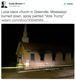 the-movemnt:  A black church was set on fire and tagged with