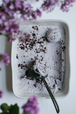 sweetoothgirl:  Lavender Ice Cream with Chocolate Tahini Bits