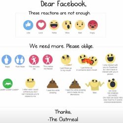 Yes Facebook!!!! More more emoticons . The oatmeal is on to something