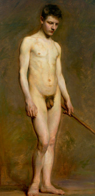 sculppp: Unidentified painter, Standing nude young man, c.1900.
