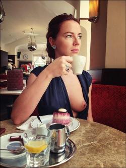 beachdancer:  She enjoys her coffee, I enjoy the view 