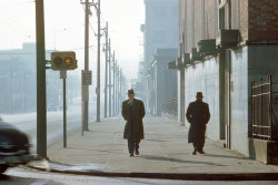 flashofgod:Fred Herzog, Two Men in Fog, 1958.
