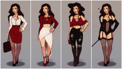 iahfy:  I wanted to draw asami in different snazzy outfits 