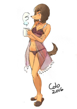 colodraws:  Night gown Misha i doodled before going to class