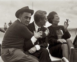 loverofbeauty: Federico Fellini , Marcello Mastroianni,  Sophia