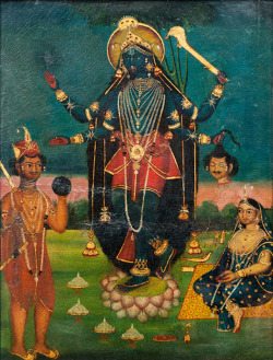 hinducosmos:  Krishna as Kali Worshipped by Radha  (via Bhakti