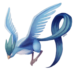 aeveis:  articuno flying. greyscale soft shading then a bunch