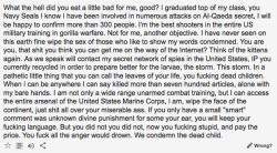 rksage:  The Navy Seal copypasta, as translated by Google from