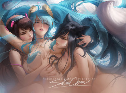 sakimichan:  My new favorite GL ship <3 D.vaXSonaXAhri <3This