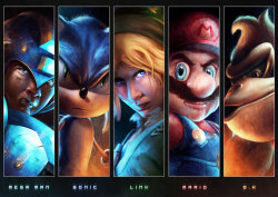 nerdsandgamersftw:  The Heroes  Mega Man | Sonic | Link | Mario