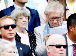 dontbesodroopy:Maggie Smith and Ian McKellen attend Wimbledon.