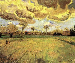 fleurdulys:Landscape under a Stormy Sky - Vincent van Gogh 1888