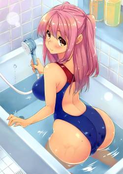 best-hentai-blog:  Swimsuit in the Bath. (direct) (source) Follow