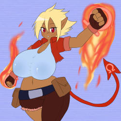 asknikoh:  CommissionCharacter is farea, a fire beding blacksmith
