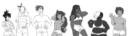 xuunies: had fun drawing this! body types with my OCs (click