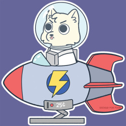 doodleforfood: Astro Pup in training! Another new sticker for