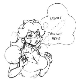 thedarkeros:Quick sketch of Princess Peach all hot and bothered…wonder