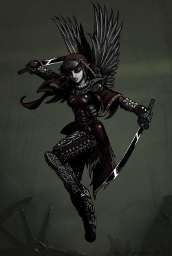 we-are-rogue:Blade Dancer Red (detail) by Megadarren 