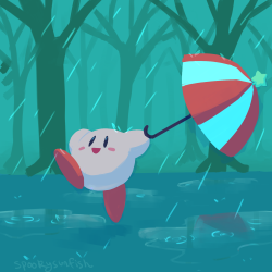 spookysunfish:  another kirby! im loving all this rainy weather